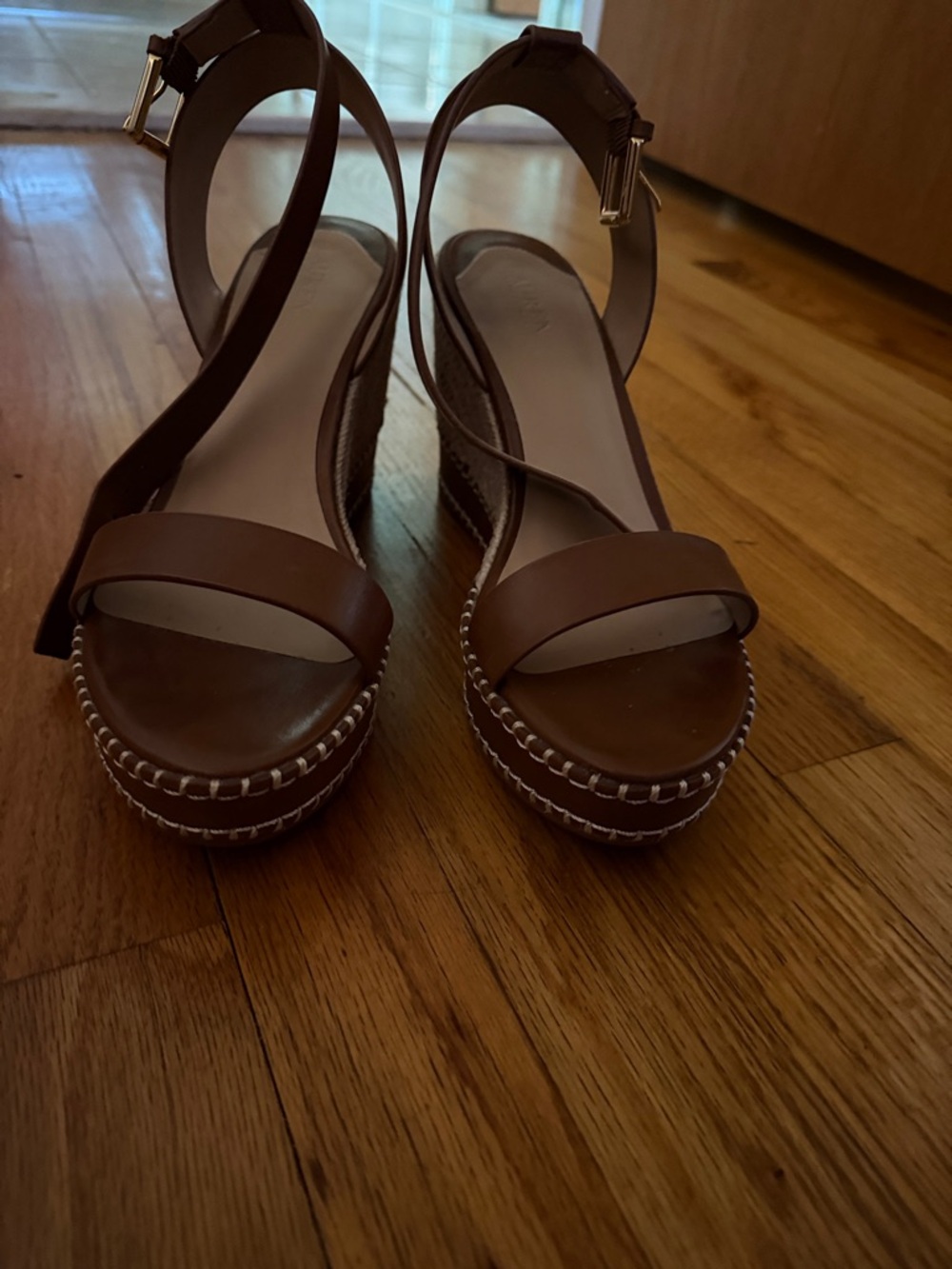 Ralph Lauren Hilarie Brown Leather Ankle Strap Sandals - Picture 3 of 7